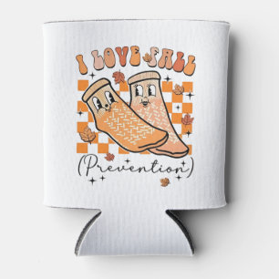 Groovy Retro I Love Fall Prevention Funny Can Cooler