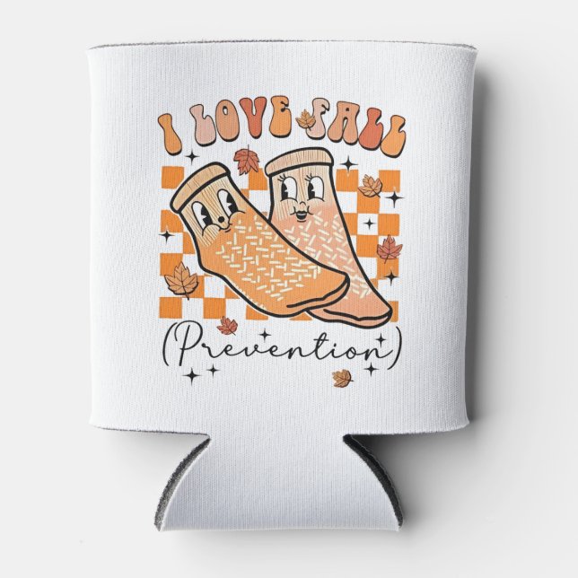 Groovy Retro I Love Fall Prevention Funny  Can Cooler (Front)