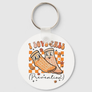 Groovy Retro I Love Fall Prevention Funny Key Ring