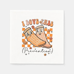 Groovy Retro I Love Fall Prevention Funny Napkin