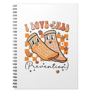 Groovy Retro I Love Fall Prevention Funny Notebook