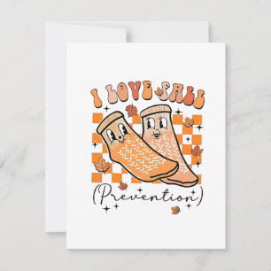 Groovy Retro I Love Fall Prevention Funny Thank You Card