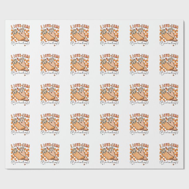 Groovy Retro I Love Fall Prevention Funny  Wrapping Paper (Flat)