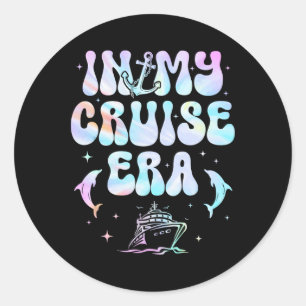 Groovy Retro In My Cruise Era Family Vacation Crui Classic Round Sticker