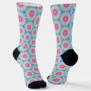 Groovy Retro kaleidoscope Pattern Pastel Colour Socks