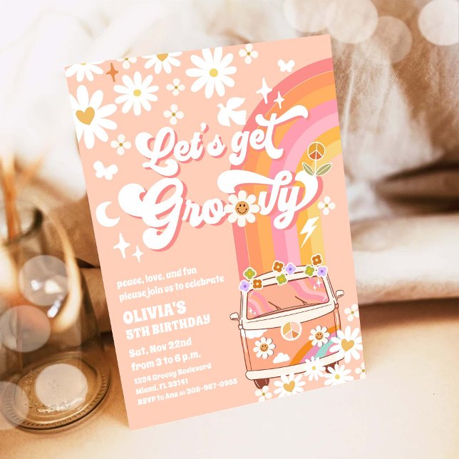 Groovy Retro Kids Birthday Invitation (Creator Uploaded)