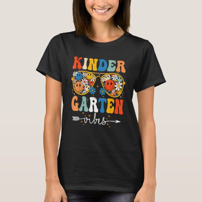 Groovy Retro Kindergarten Vibes First Day Back To  T-Shirt (Front)
