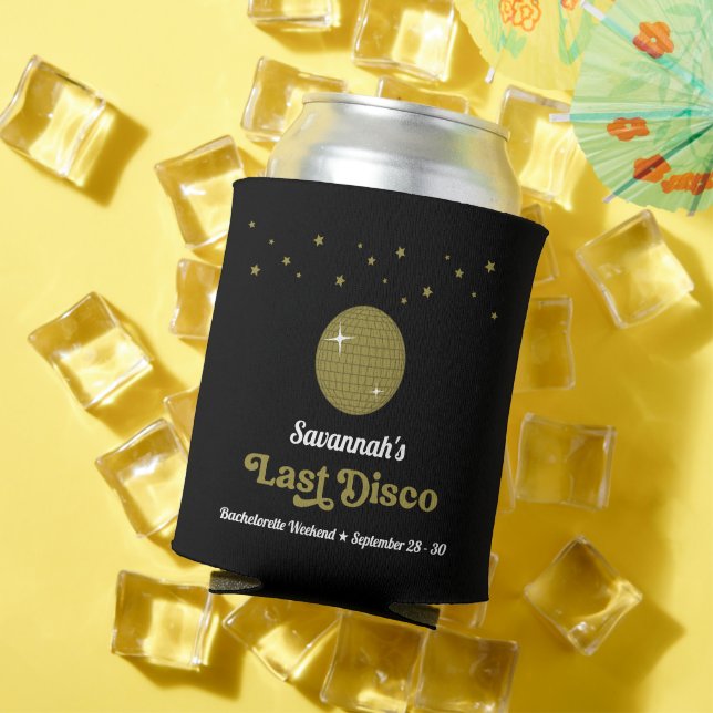 Groovy Retro Last Disco Bride Bachelorette Party Can Cooler (In Situ Summer)