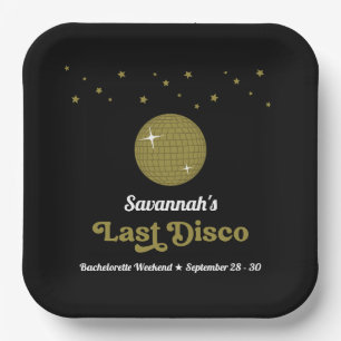 Groovy Retro Last Disco Bride Bachelorette Party Paper Plate