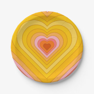 Groovy Retro Layered Heart   Paper Plate