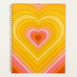 Groovy Retro Layered Heart Planner<br><div class="desc">Retro heart burst design. Heart layers in orange, yellow, pink. Groovy retro heart gifts, home decor.</div>