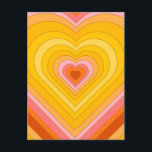 Groovy Retro Layered Heart  Postcard<br><div class="desc">Retro heart burst design. Heart layers in orange,  yellow,  pink. Groovy retro heart gifts,  home decor.</div>