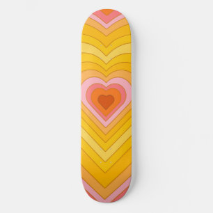 Groovy Retro Layered Heart Skateboard