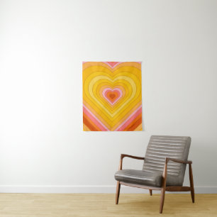 Groovy Retro Layered Heart   Tapestry