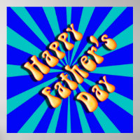 Groovy Retro Light & Dark Blue Father's Day