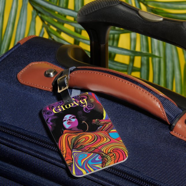 Groovy Retro Luggage Tag (Front Insitu 1)