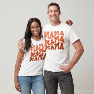 Groovy Retro Mama Fall Season Birthday Matching T-Shirt