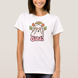 Groovy Retro Mashrooms Halloween Boo Ghost Cute T-Shirt