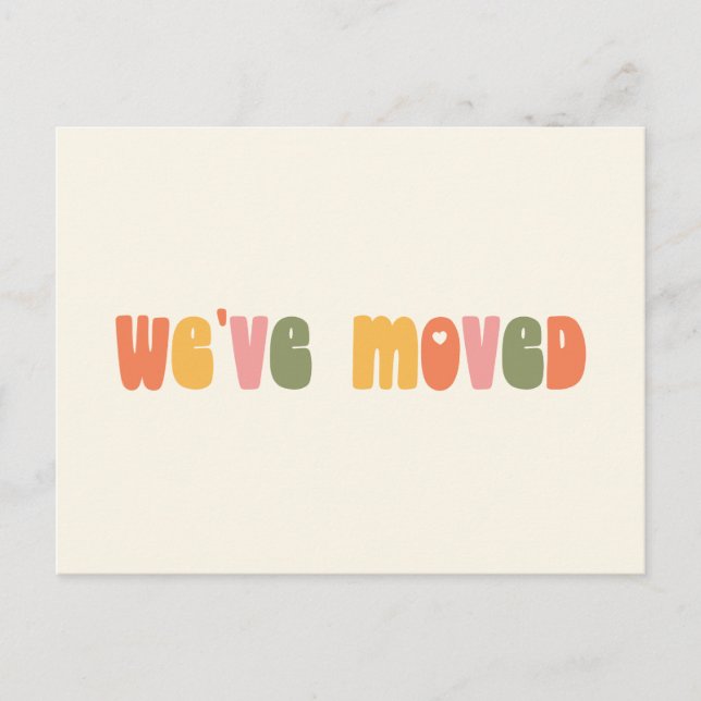 Groovy Retro Minimalist Moved New Home Address Postcard (Front)