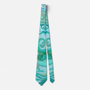 Groovy Retro Mint Green and Blue Swirl Tie