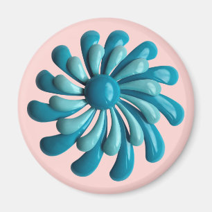 Groovy Retro MOD Atomic Hippie Daisy Flower Blue Magnet