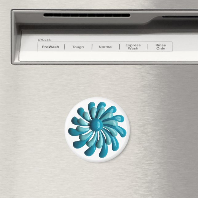 Groovy Retro MOD Atomic Hippie Daisy Flower Blue Magnet (In Situ (Dishwasher))