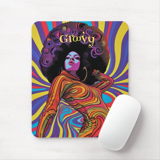 Groovy Retro Mouse Pad (With Mouse)