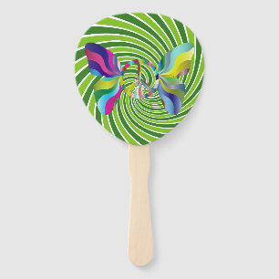 Groovy Retro Multi-Coloured Butterfly Peace Sign Hand Fan