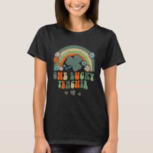 Groovy Retro One Lucky teacher Rainbow St Patrick' T-Shirt