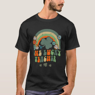 Groovy Retro One Lucky teacher Rainbow St Patrick' T-Shirt