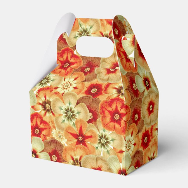 Groovy Retro Orange Hippie Flowers Pattern Favour Box (Front Side)