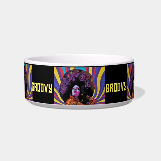Groovy Retro Pet Bowl (Front)