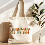 Groovy Retro Photography is My Vibe, Photographer Tote Bag<br><div class="desc">Groovy,  1970s-style retro 'Photography Is My Vibe' tote for photographers.</div>
