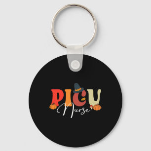 Groovy Retro PICU Nurse Fall Vibes Autumn Thanksgi Key Ring