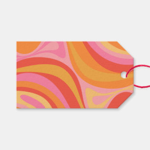 Groovy Retro Pink and Orange Abstract Pattern Gift Tags