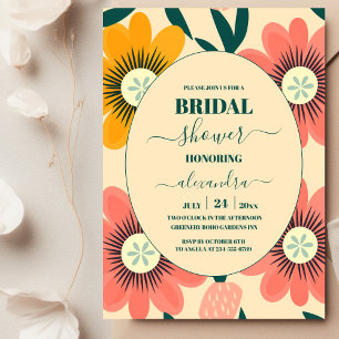 Groovy Retro Pink & Gold Bridal Shower Invitation