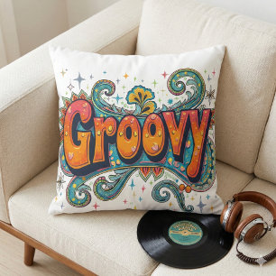 Groovy Retro Psychedelic 70s Funky Hippie Art Cushion
