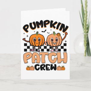 Groovy Retro Pumpkin Patch Crew Squad Thanksgiving Card