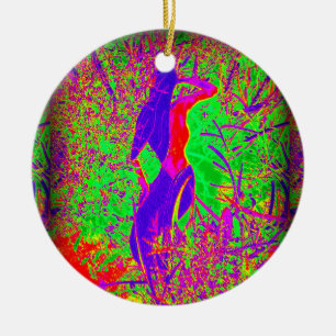 groovy retro purple hippie mermaid ceramic tree decoration
