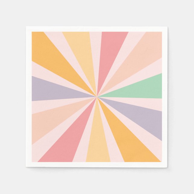 Groovy Retro Rainbow Birthday Napkin (Front)