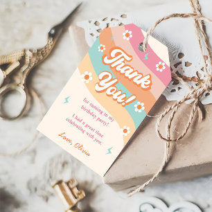 Groovy Retro Rainbow Birthday Party Gift Tags