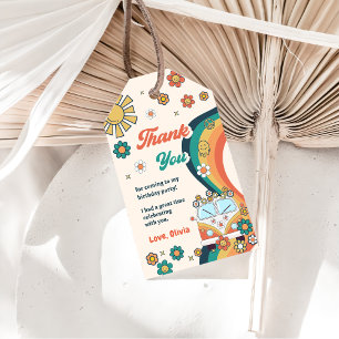 Groovy Retro Rainbow Birthday Party Gift Tags