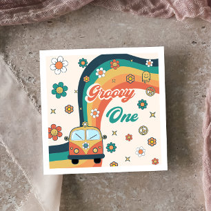 Groovy  Retro Rainbow Birthday Party Napkins