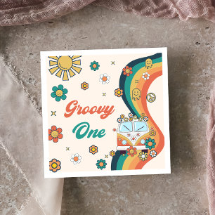 Groovy  Retro Rainbow Birthday Party Napkins