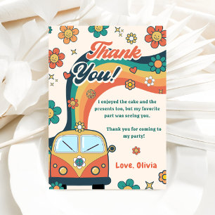 Groovy Retro Rainbow Birthday Thank You Card