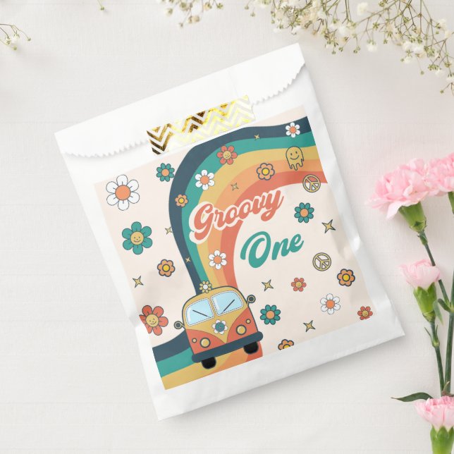 Groovy Retro Rainbow Daisy Birthday Party Favour Bags (Sealed)