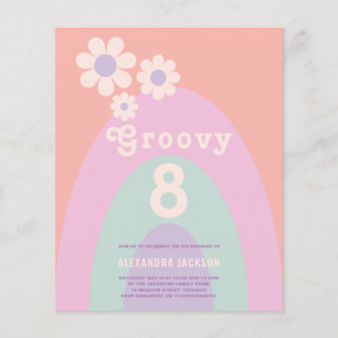Groovy Retro Rainbow Floral Birthday Party Budget Flyer