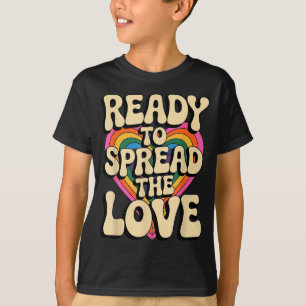 Groovy Retro Rainbow Heart Sitive Valentine Messag T-Shirt