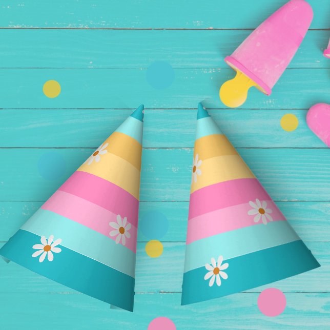 Groovy Retro Rainbow Roller Skating Birthday Party Party Hat (Creator Uploaded)