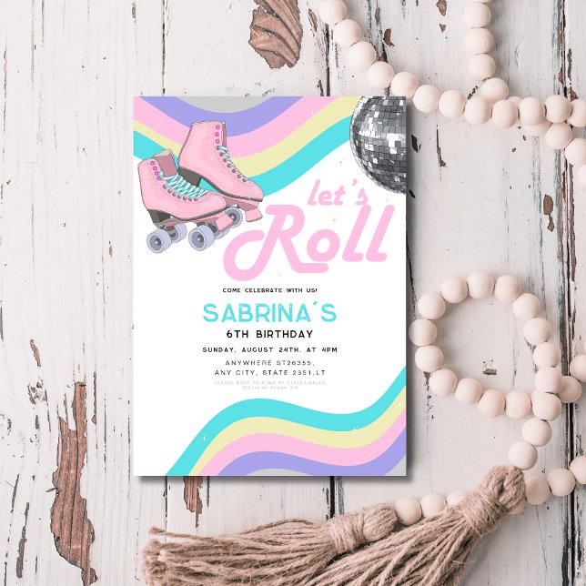Groovy Retro Roller Skating Birthday Party   Invitation (Creator Uploaded)